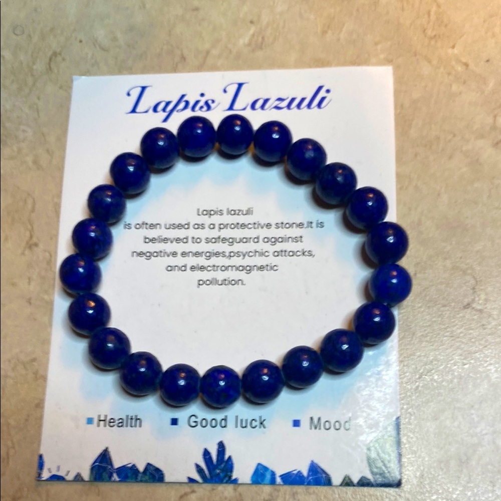 Bracelet-Natural Stone Lapis Lazuli stretchy Bracelet with card-unisex - 3/51